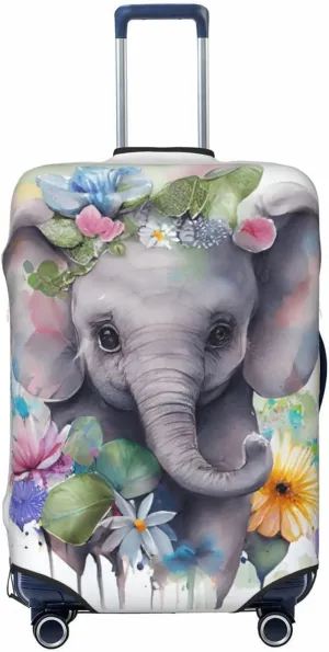 Cute Baby Elephant Travel Luggage Cover Fits 18-32 Inch Luggage, Stretch Suitcase Cover Protector with Concealed Zipper for Wheeled Suitcase Travel Accessories