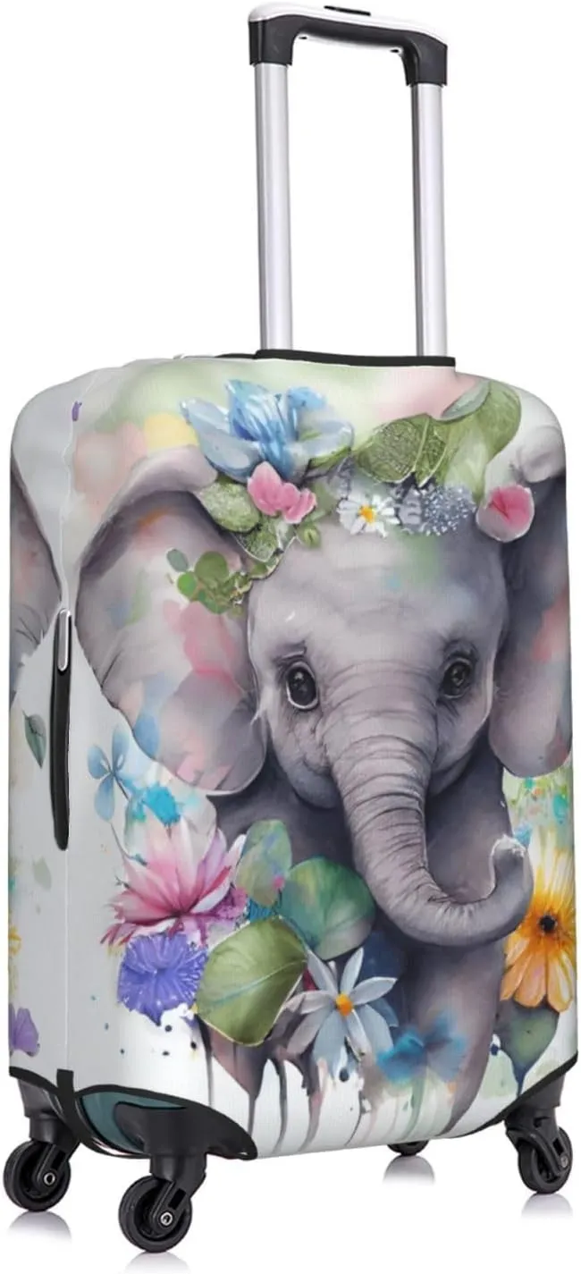 Cute Baby Elephant Travel Luggage Cover Fits 18-32 Inch Luggage, Stretch Suitcase Cover Protector with Concealed Zipper for Wheeled Suitcase Travel Accessories