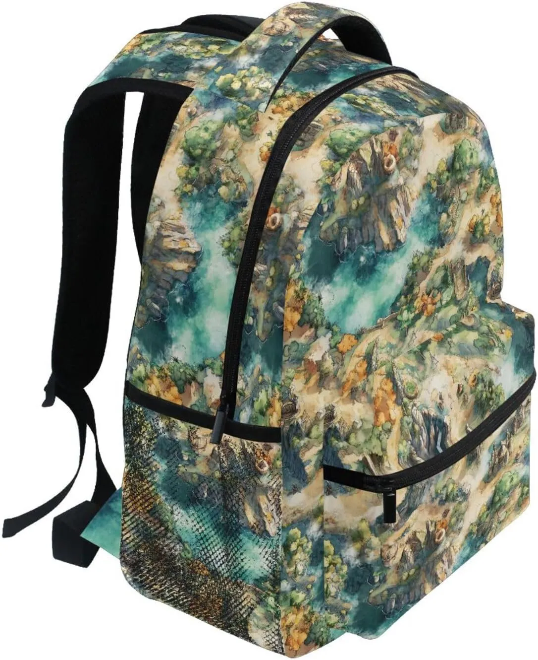 Cute Backpack for Teenager Fashion Outdoor Backpack with Chest Strap for College Work Game Map