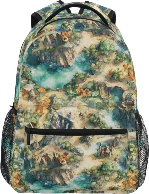 Cute Backpack for Teenager Fashion Outdoor Backpack with Chest Strap for College Work Game Map