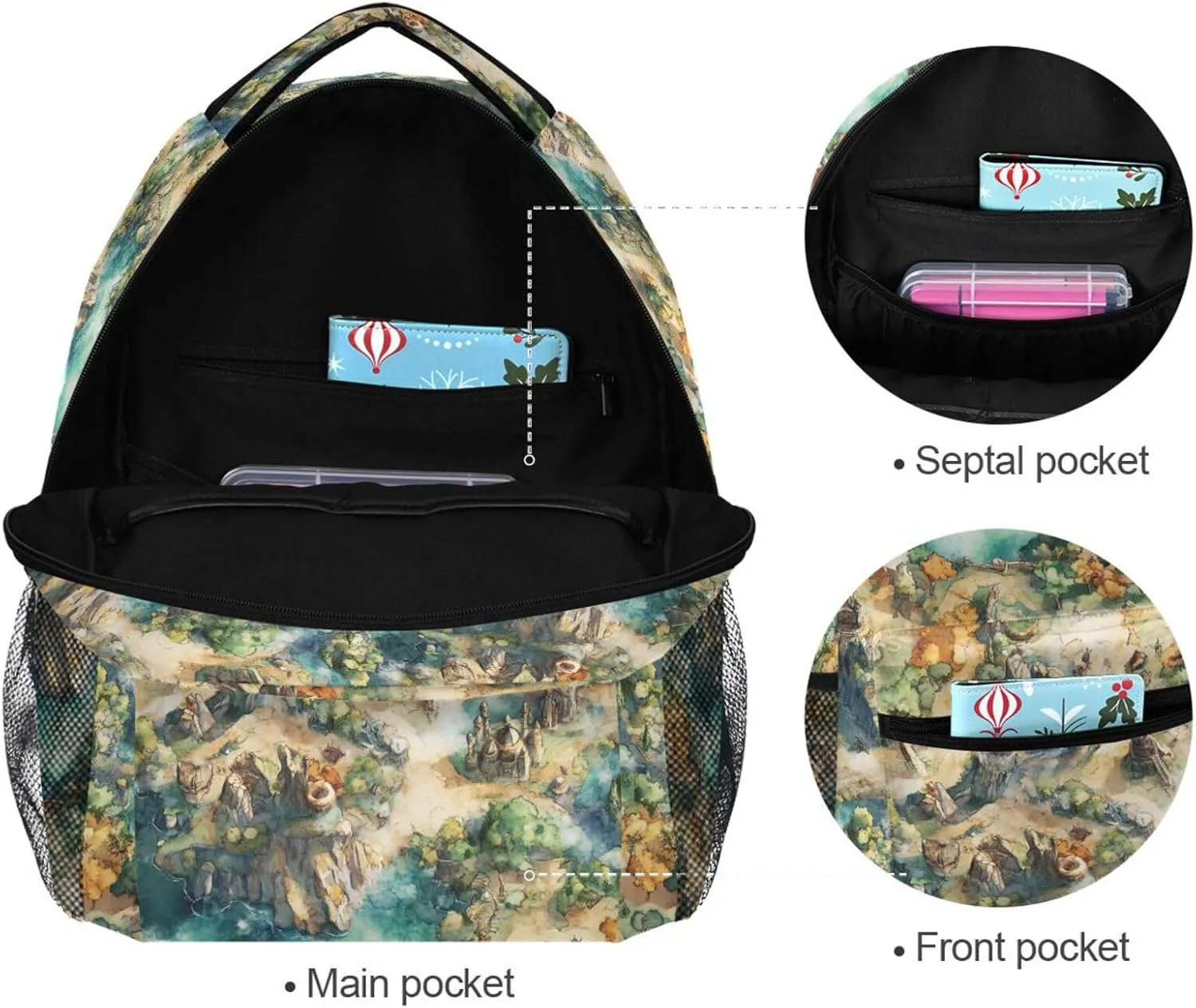 Cute Backpack for Teenager Fashion Outdoor Backpack with Chest Strap for College Work Game Map