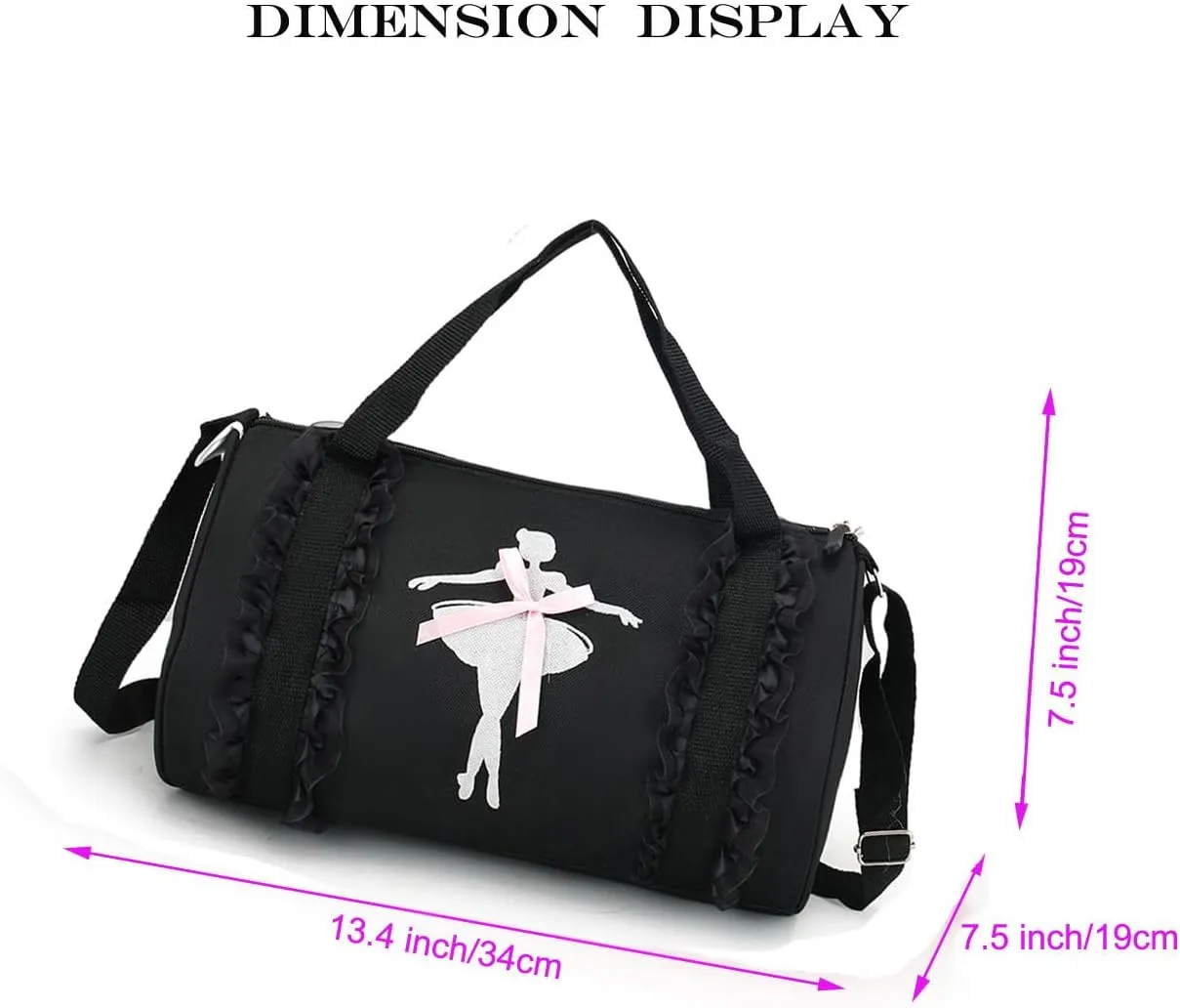 Cute Ballet Dance Bag,Tutu Dress Bag,Girls Dance Bag Gym Travel Duffle Bag for Girls,Personalized Waterproof Duffle Bag (Dancer pattern)