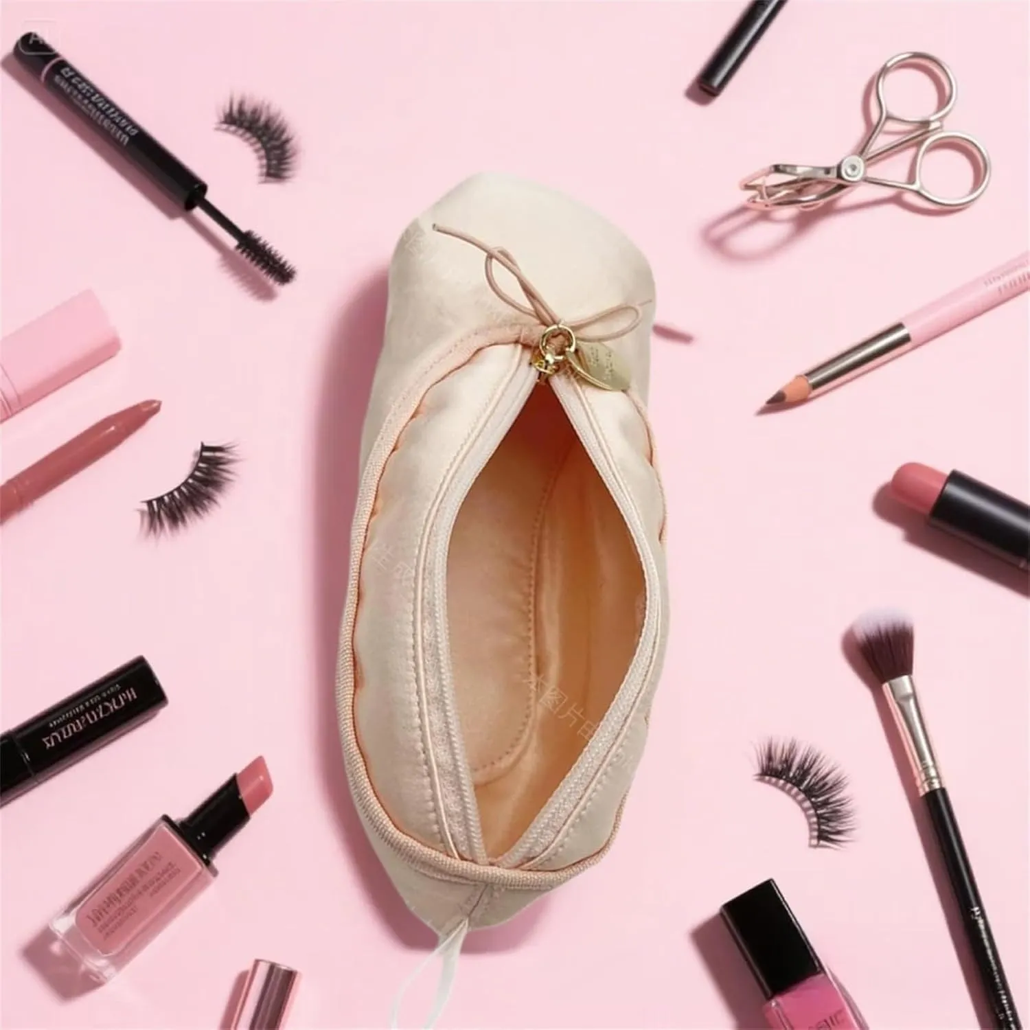 Cute Ballet Slipper Pouch Makeup Bag Dance Recital Gifts Ballerina Dancer Stuff Accessories Pointe Shoe Cosmetic Bag (Pink-B2)