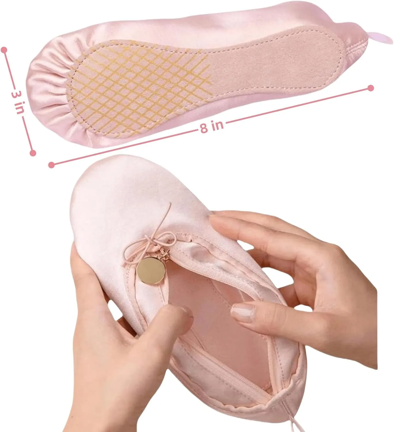 Cute Ballet Slipper Pouch Makeup Bag Dance Recital Gifts Ballerina Dancer Stuff Accessories Pointe Shoe Cosmetic Bag (Pink-B2)