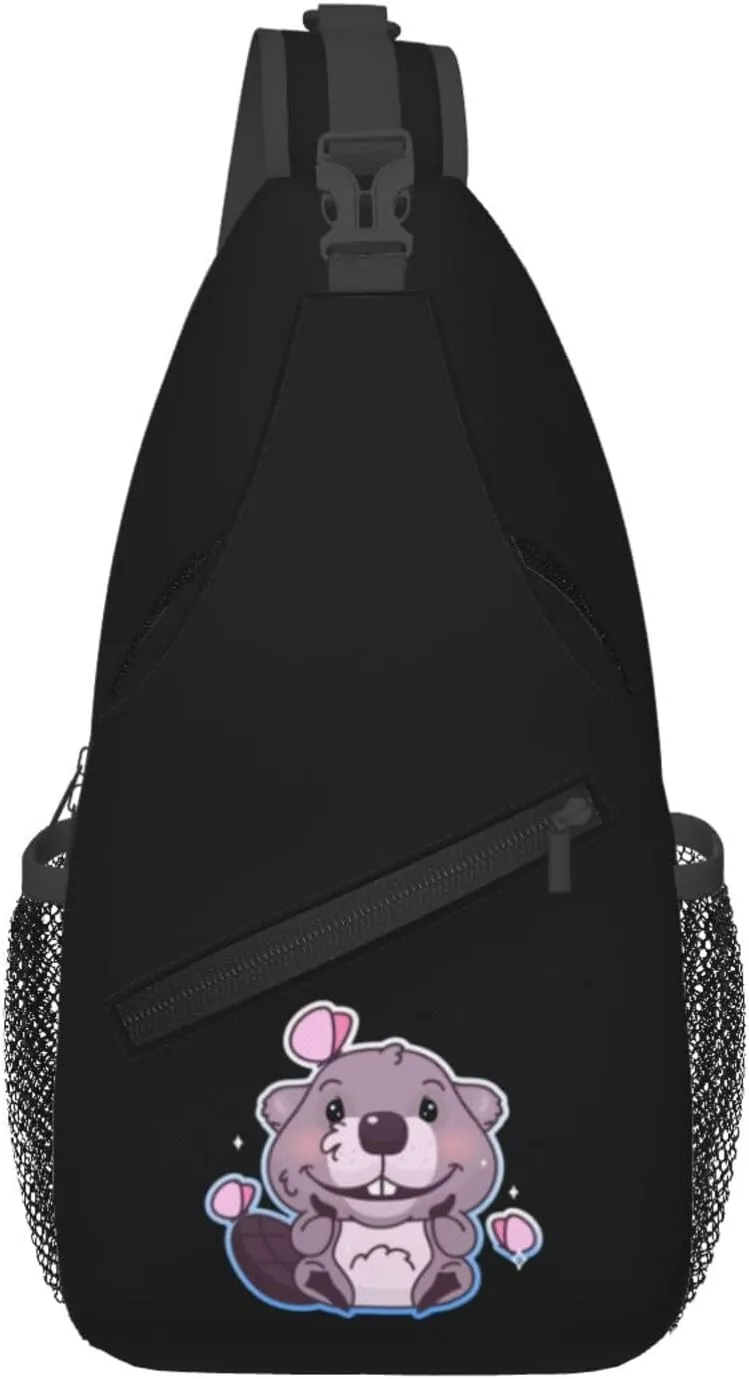 Cute Beaver Crossbody Bags For Women Men Chest Backpack Gym Shoulder Bag Travel Outdoor Sports Casual Crossbody Bags