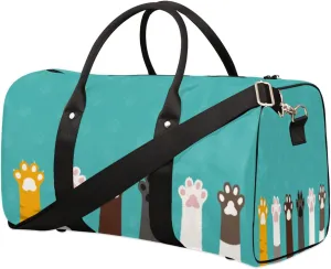 Cute Cartoon Cat Legs Travel Duffel Bag, Foldable Sport Gym Tote Bag, Waterproof Weekender Overnight Bag with Shoulder Strap, Carry On Luggage Handbag for Men and Women