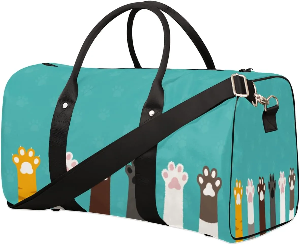 Cute Cartoon Cat Legs Travel Duffel Bag, Foldable Sport Gym Tote Bag, Waterproof Weekender Overnight Bag with Shoulder Strap, Carry On Luggage Handbag for Men and Women