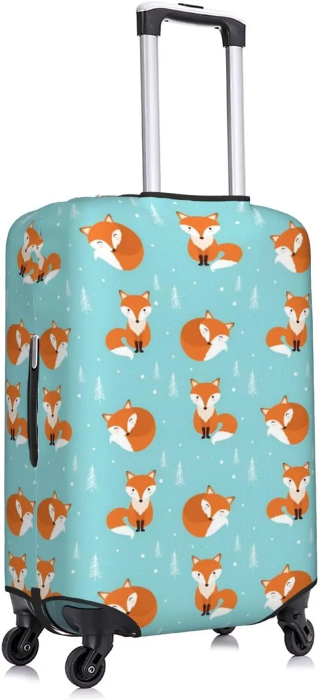 Cute Cartoon Fox Travel Luggage Cover Fits 18-32 Inch Luggage, Stretchy Suitcase Cover Protector with Concealed Zipper for Wheeled Suitcase Tsa Approved