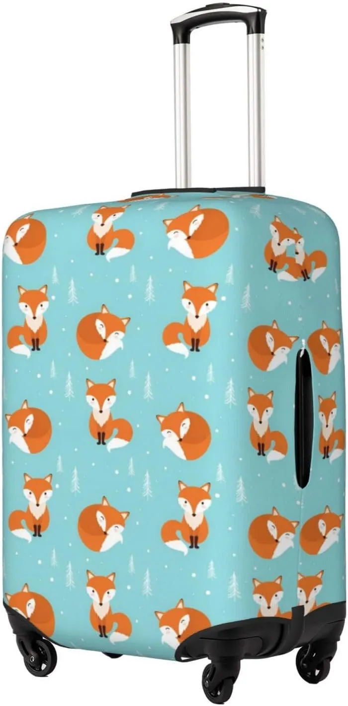 Cute Cartoon Fox Travel Luggage Cover Fits 18-32 Inch Luggage, Stretchy Suitcase Cover Protector with Concealed Zipper for Wheeled Suitcase Tsa Approved