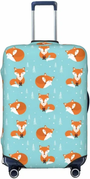 Cute Cartoon Fox Travel Luggage Cover Fits 18-32 Inch Luggage, Stretchy Suitcase Cover Protector with Concealed Zipper for Wheeled Suitcase Tsa Approved