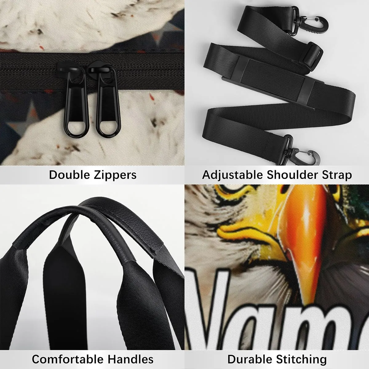 Cute Dance Bag Sport Duffel Gymnastics Sport Bags Custom Ballet Bag Overnight Weekender Bag Waterproof Pattern, American Bald Eagles