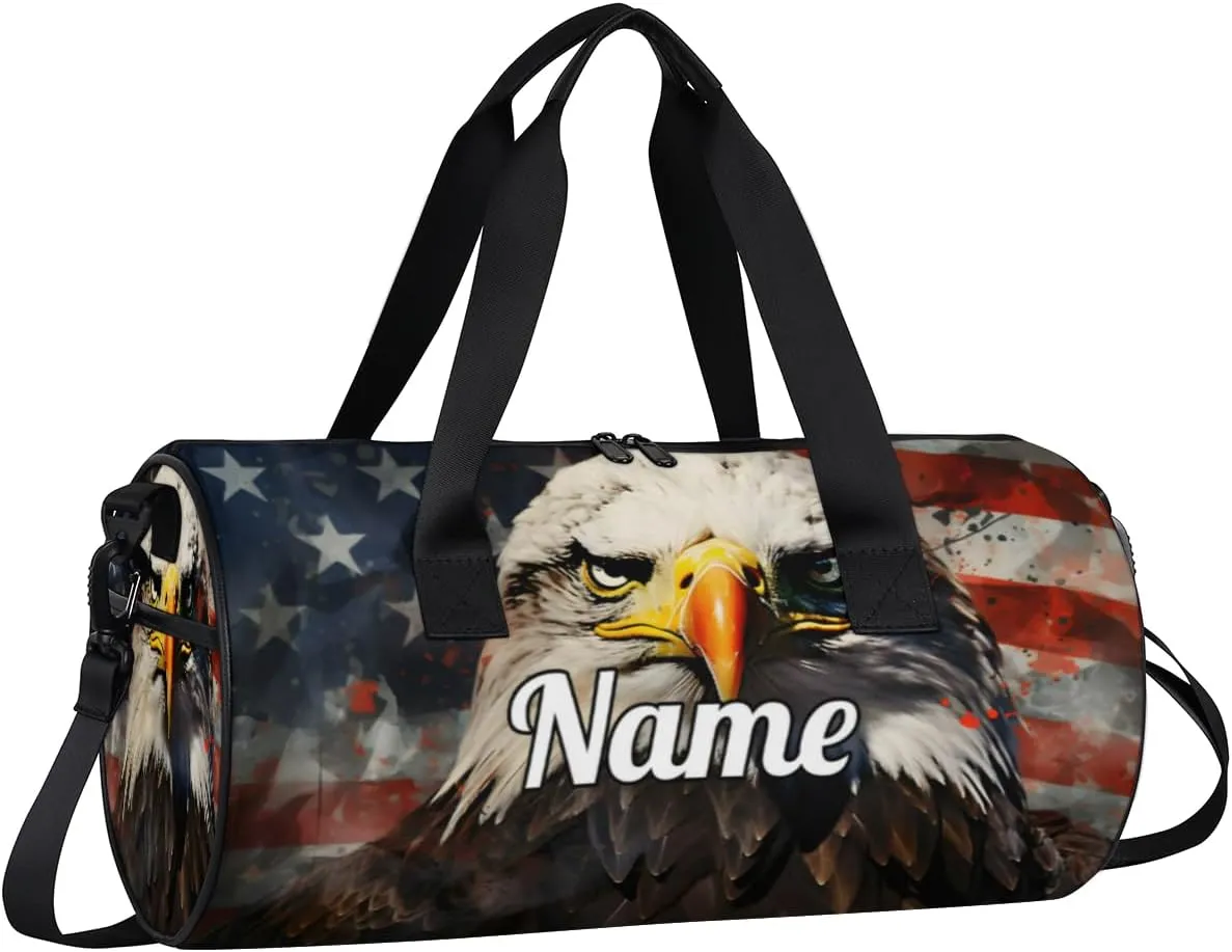 Cute Dance Bag Sport Duffel Gymnastics Sport Bags Custom Ballet Bag Overnight Weekender Bag Waterproof Pattern, American Bald Eagles