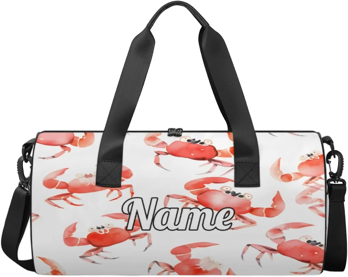 Cute Dance Bag Sport Duffel Gymnastics Sport Bags Custom Ballet Bag Overnight Weekender Bag Waterproof Pattern, Beach Crab