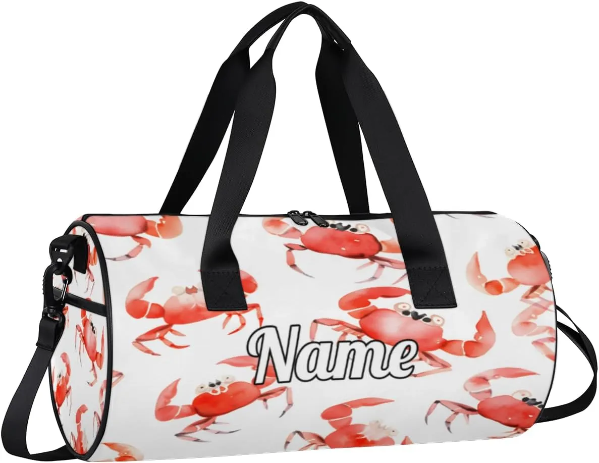 Cute Dance Bag Sport Duffel Gymnastics Sport Bags Custom Ballet Bag Overnight Weekender Bag Waterproof Pattern, Beach Crab