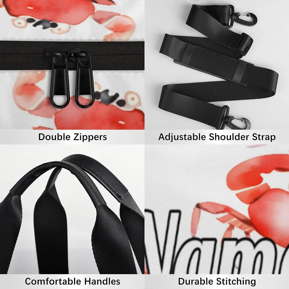 Cute Dance Bag Sport Duffel Gymnastics Sport Bags Custom Ballet Bag Overnight Weekender Bag Waterproof Pattern, Beach Crab