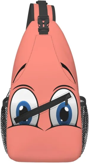 Cute Funny Cartoon Sketch Eyes Crossbody Bag Cross Chest Bag Adjustable Sling Backpack Sports Gym Shoulder Bags Travel Cycling Daypack Diagonally Casual Rucksack