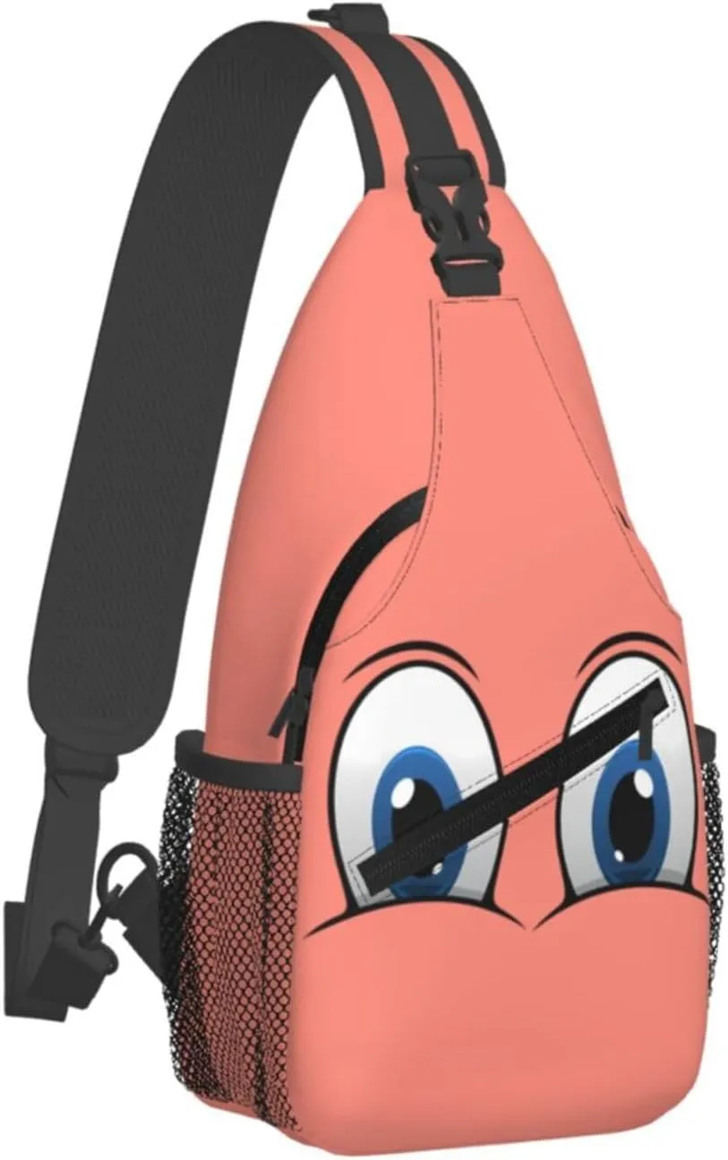 Cute Funny Cartoon Sketch Eyes Crossbody Bag Cross Chest Bag Adjustable Sling Backpack Sports Gym Shoulder Bags Travel Cycling Daypack Diagonally Casual Rucksack