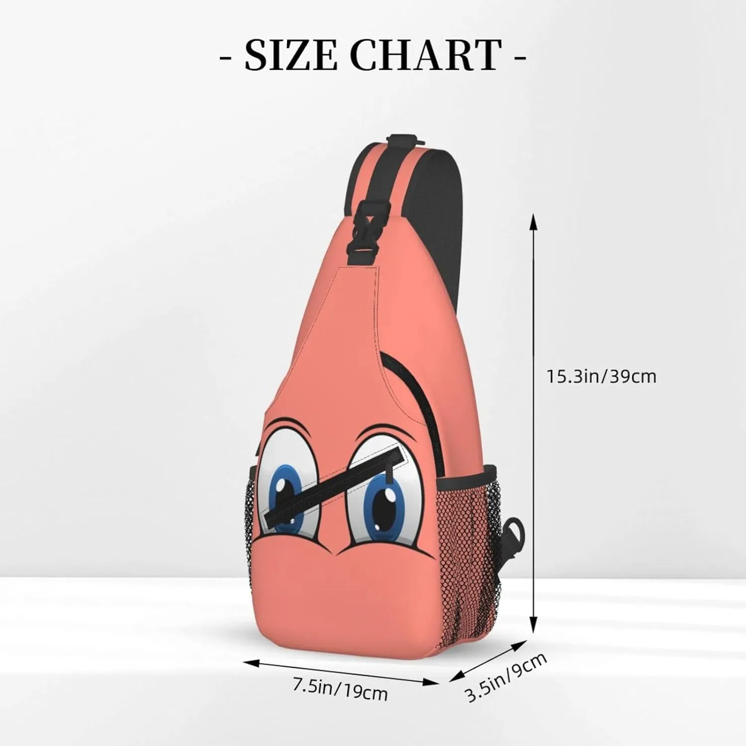 Cute Funny Cartoon Sketch Eyes Crossbody Bag Cross Chest Bag Adjustable Sling Backpack Sports Gym Shoulder Bags Travel Cycling Daypack Diagonally Casual Rucksack