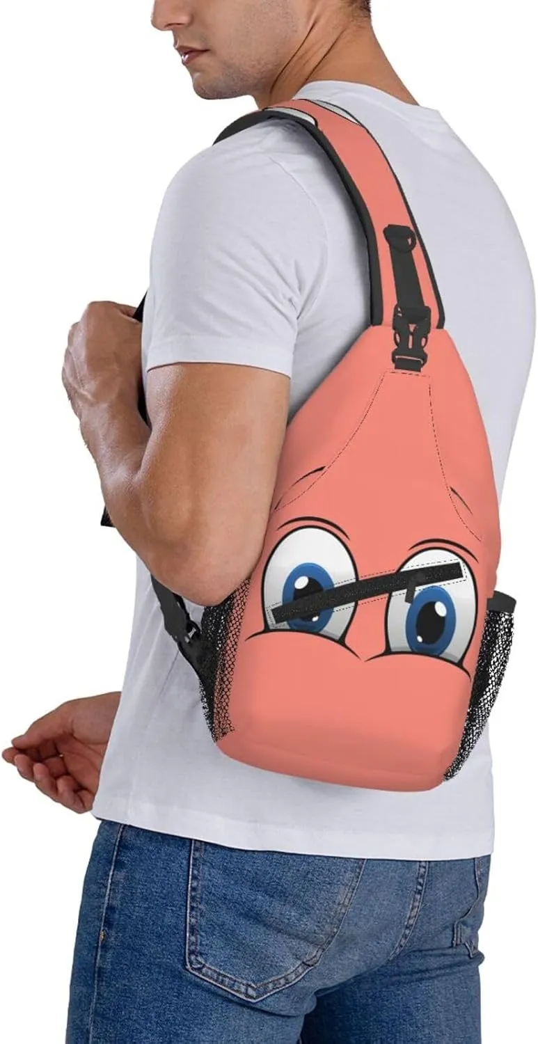 Cute Funny Cartoon Sketch Eyes Crossbody Bag Cross Chest Bag Adjustable Sling Backpack Sports Gym Shoulder Bags Travel Cycling Daypack Diagonally Casual Rucksack