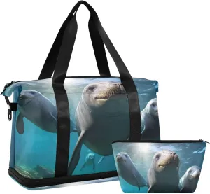 Cute Seals Duffel Bag Lightweight Carry On Gym Bags for Travel and Weekends, Versatile Overnight Bag with Shoe Compartment