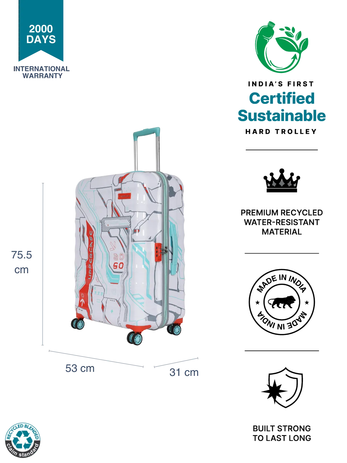 Cyber Punk White Large Trolley