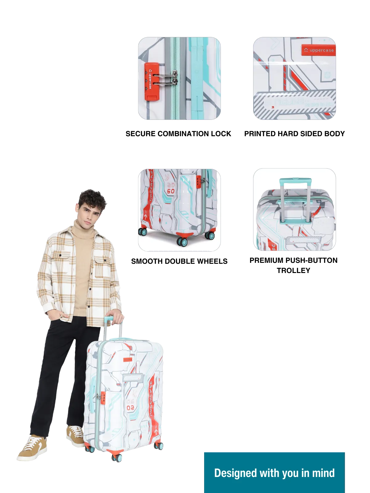 Cyber Punk White Large Trolley