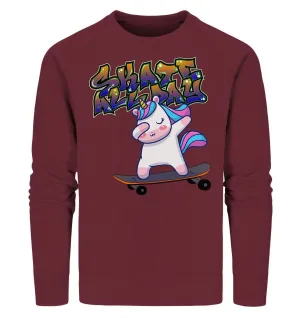 Dabbing Einhorn auf dem Skateboard Skate All Day Graffiti - Organic Sweatshirt