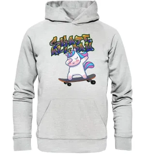 Dabbing Einhorn auf dem Skateboard Skate All Day Graffiti - Premium Unisex Hoodie