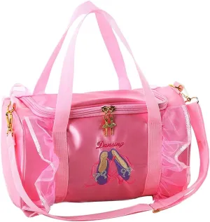 Dance bag for kids Lightweight Cute Ballet Bag Gym Travel Duffle Bag for Girls Tutu Dress Bag 3-6 Year Olds Gift for Girls (Pink-ballet shoes)