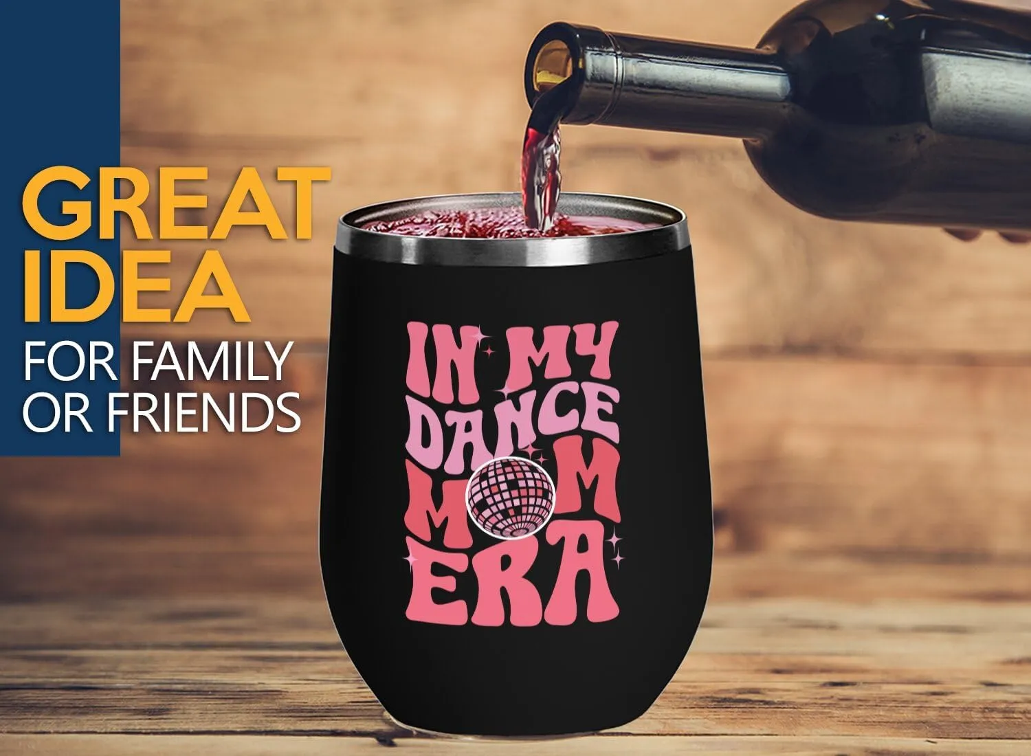 Dance Mom Era Wine Tumbler 12oz Black -Dance Mom Era A - Dancer Dance Teacher Ballet Coach Instructor Choreographer Zumba Party People Pole Dancer