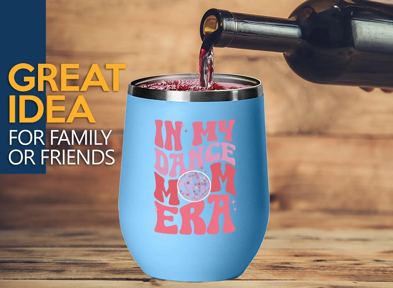 Dance Mom Era Wine Tumbler 12oz Blue -Dance Mom Era A - Dancer Dance Teacher Ballet Coach Instructor Choreographer Zumba Party People Pole Dancer