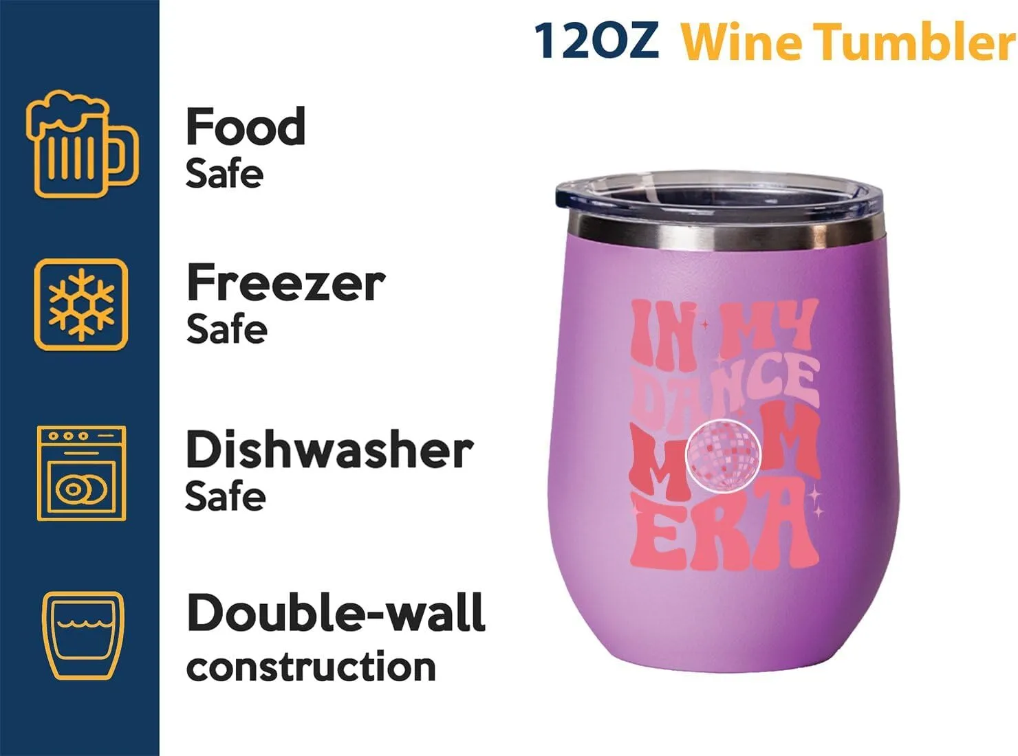 Dance Mom Era Wine Tumbler 12oz Pink -Dance Mom Era A - Dancer Dance Teacher Ballet Coach Instructor Choreographer Zumba Party People Pole Dancer
