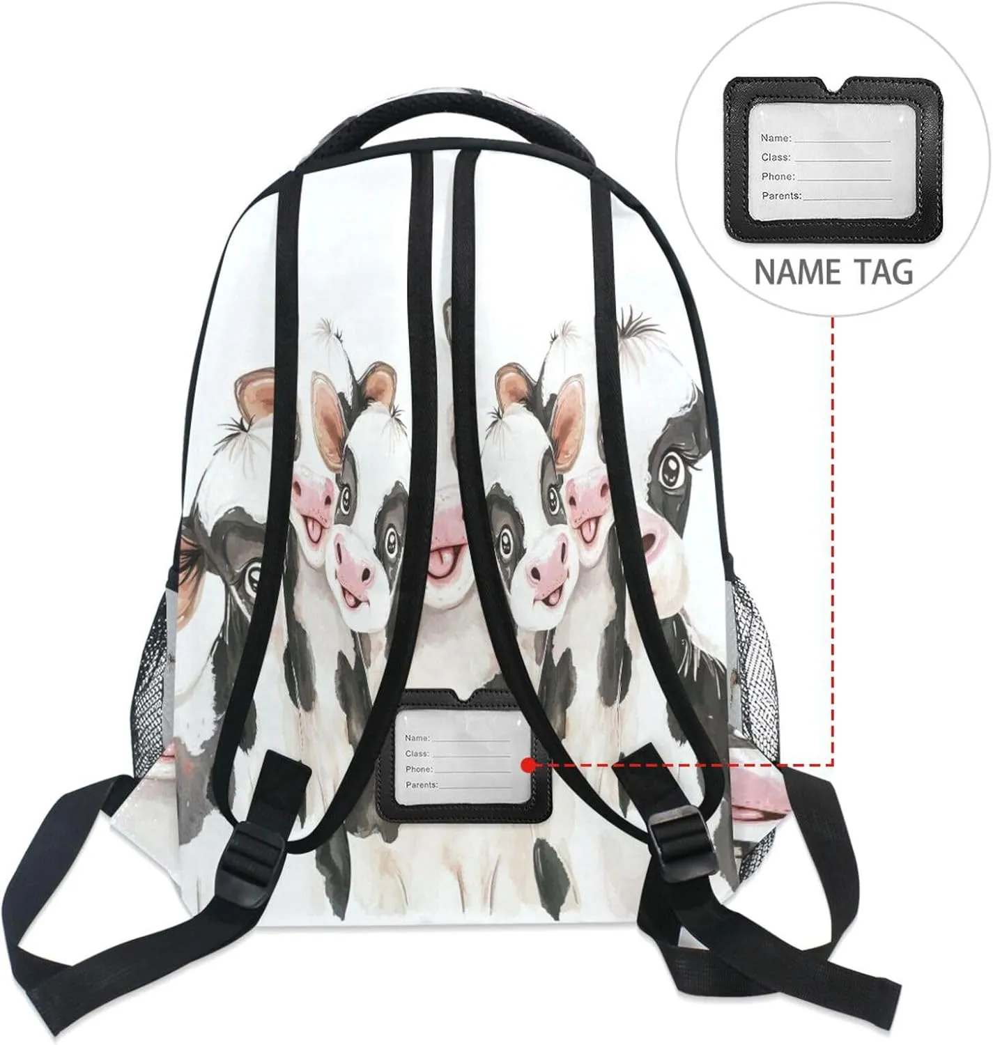 Day Backpack for Men and Women Fashion Stylish Travel Bags with Chest Strap for Travel Trip Cute Cow White