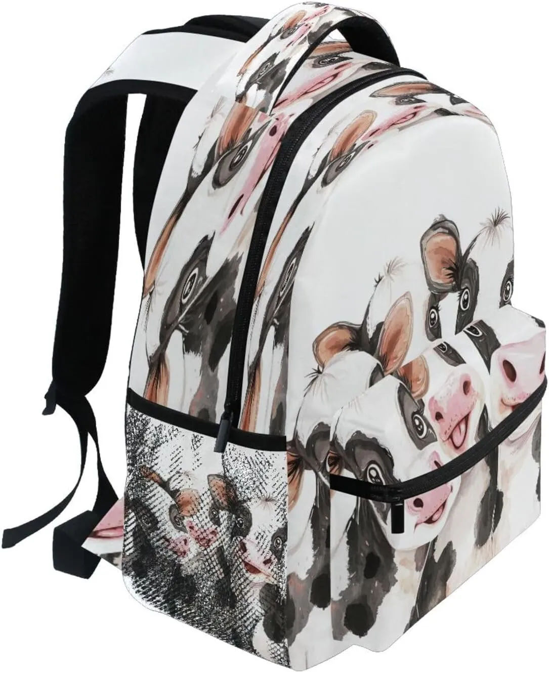 Day Backpack for Men and Women Fashion Stylish Travel Bags with Chest Strap for Travel Trip Cute Cow White