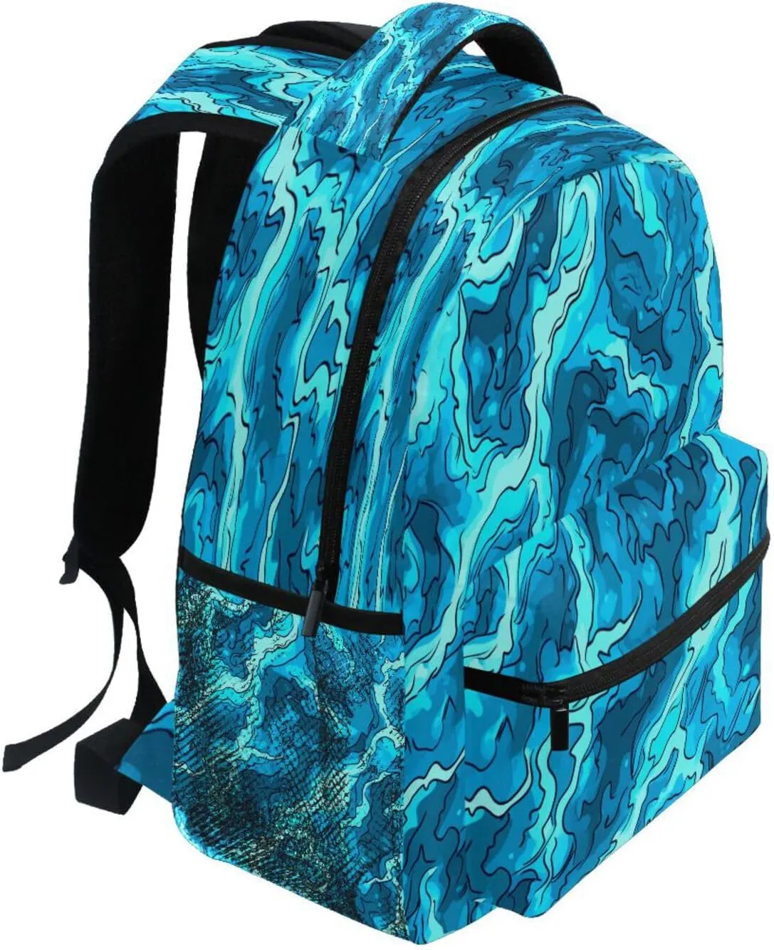 Day Backpack for Teens Boys Girls Fashion Travel Laptop Backpack with Chest Strap for College Work Blue Lightning Turquoise