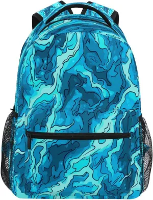 Day Backpack for Teens Boys Girls Fashion Travel Laptop Backpack with Chest Strap for College Work Blue Lightning Turquoise