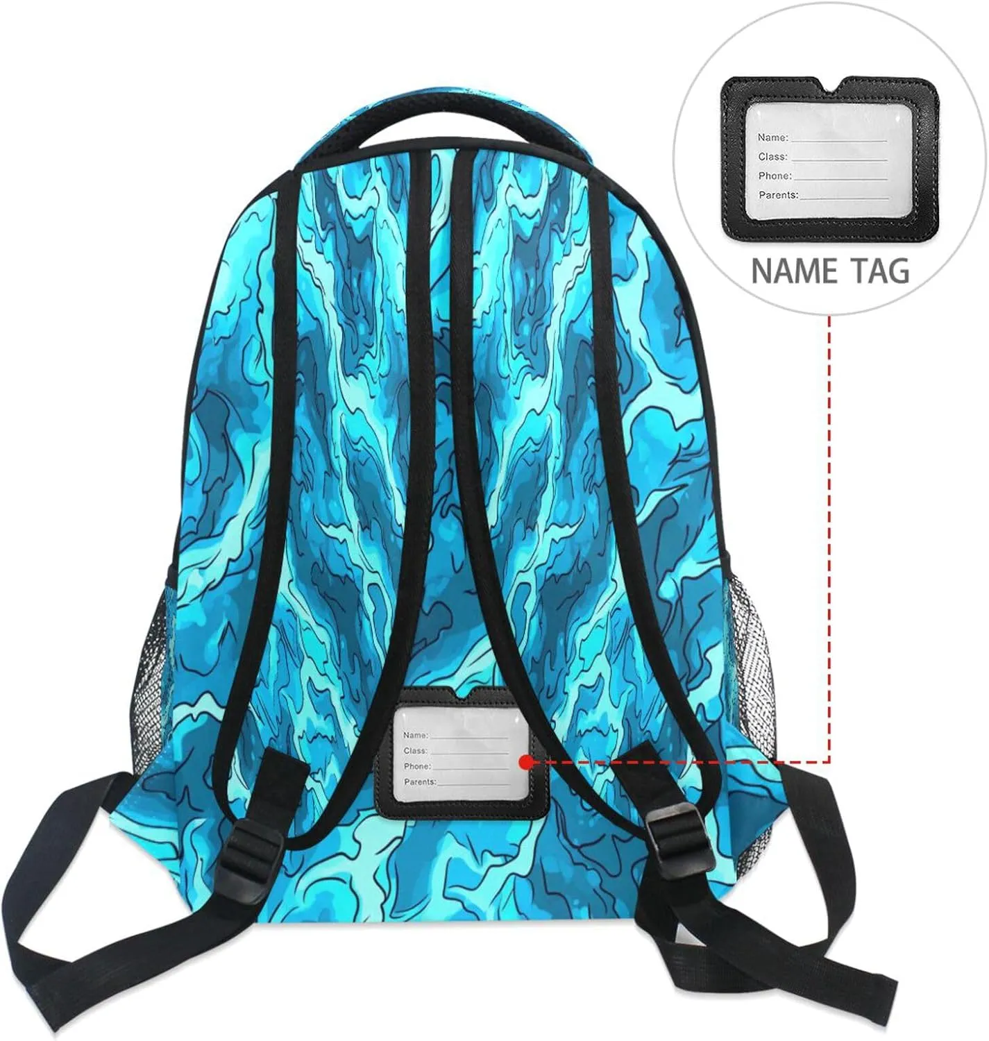 Day Backpack for Teens Boys Girls Fashion Travel Laptop Backpack with Chest Strap for College Work Blue Lightning Turquoise