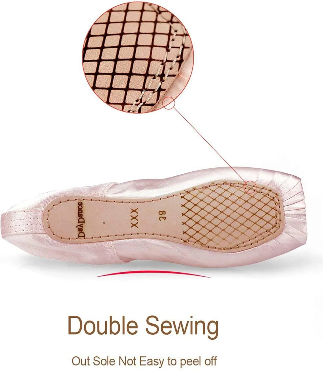 Daydance Ballet Pointe Shoes Girls Women Ribbon Ballerina Shoes with Toe Pads