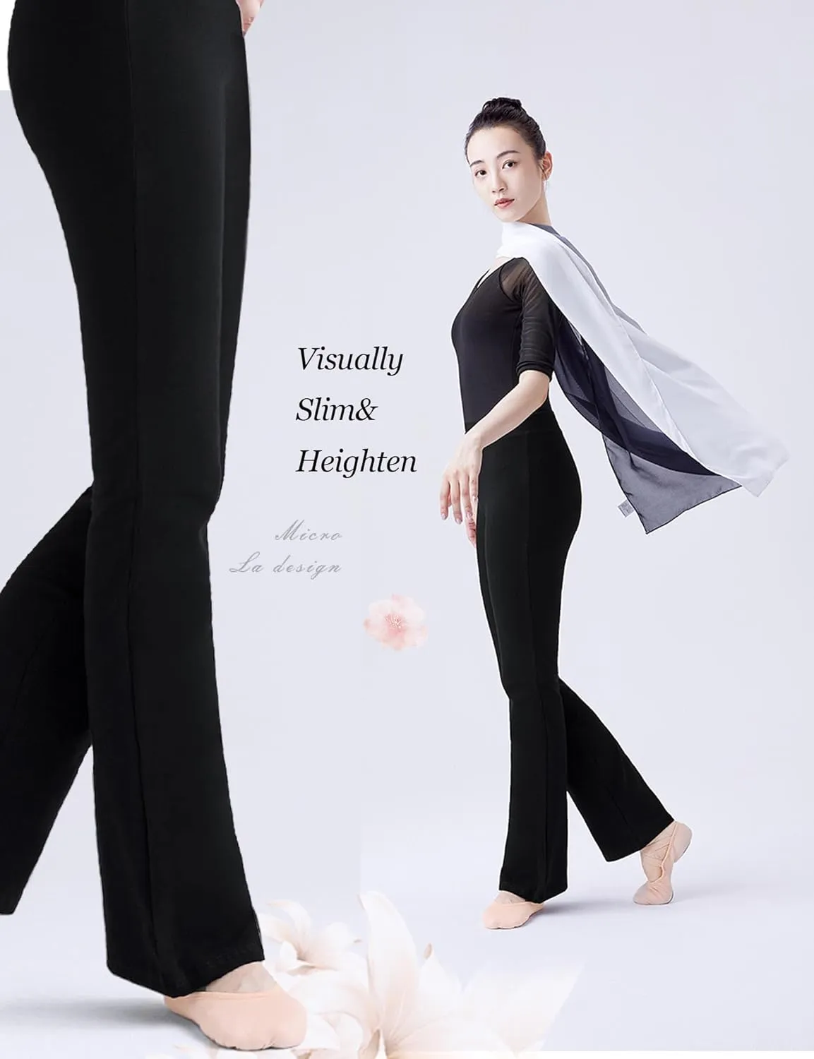 Daydance Black Bootcut Jazz Dance Pants for Women, Comfy Sweatpants for Workout, Exercise, Yoga