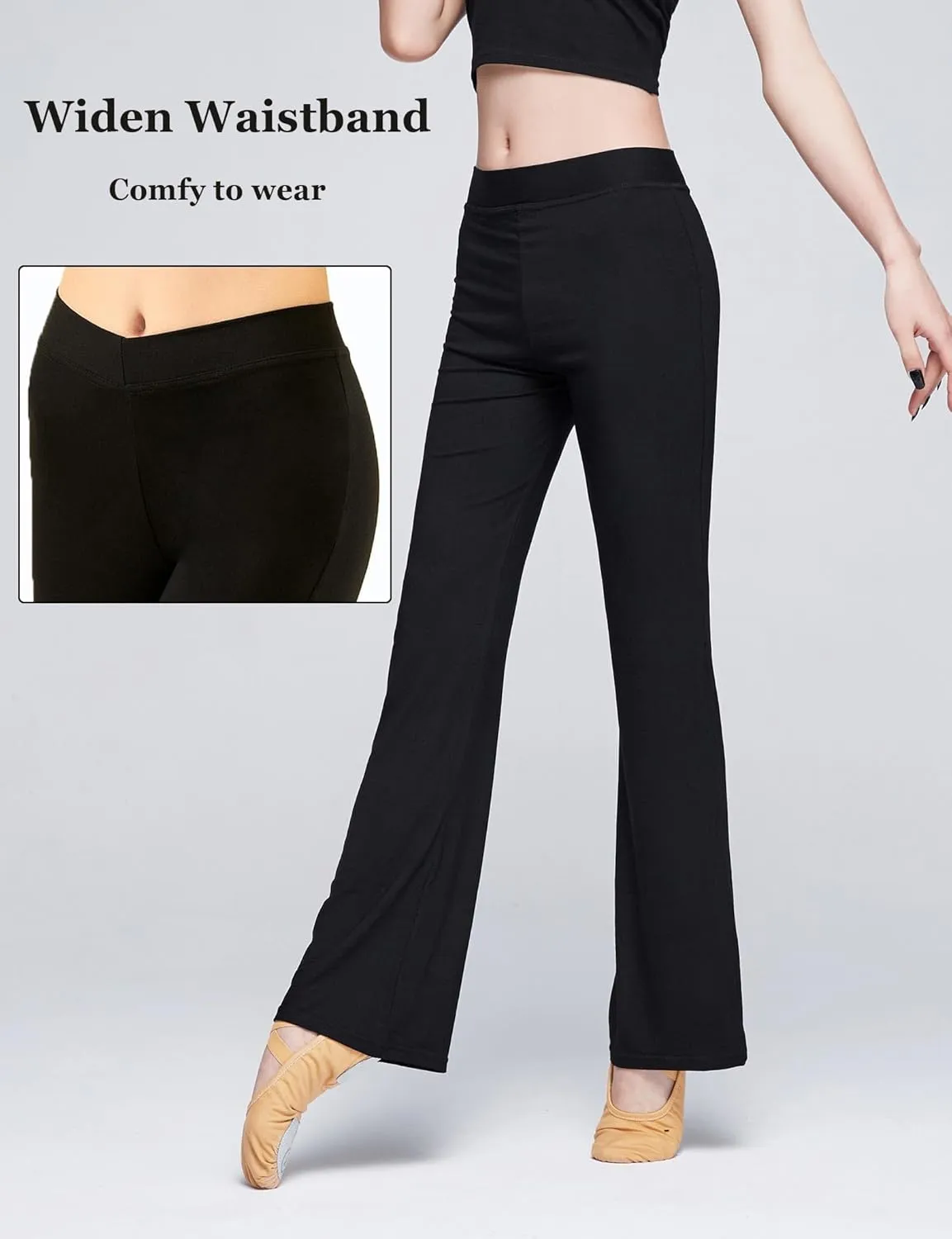 Daydance Black Bootcut Jazz Dance Pants for Women, Comfy Sweatpants for Workout, Exercise, Yoga