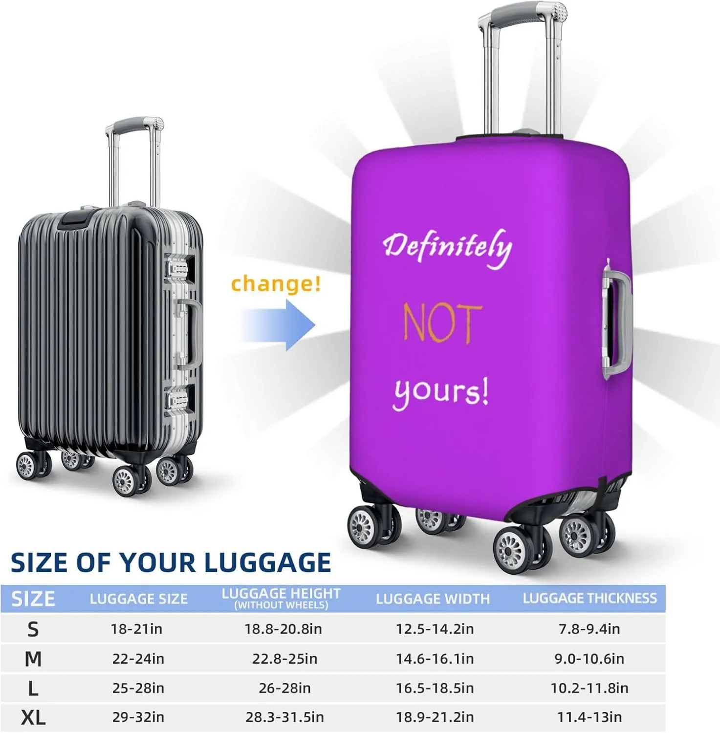 Definitely Not Yours Travel Luggage Cover Fits 18-32 Inch Luggage, Elastic Suitcase Cover Protector with Concealed Zipper for Wheeled Suitcase Tsa Approved