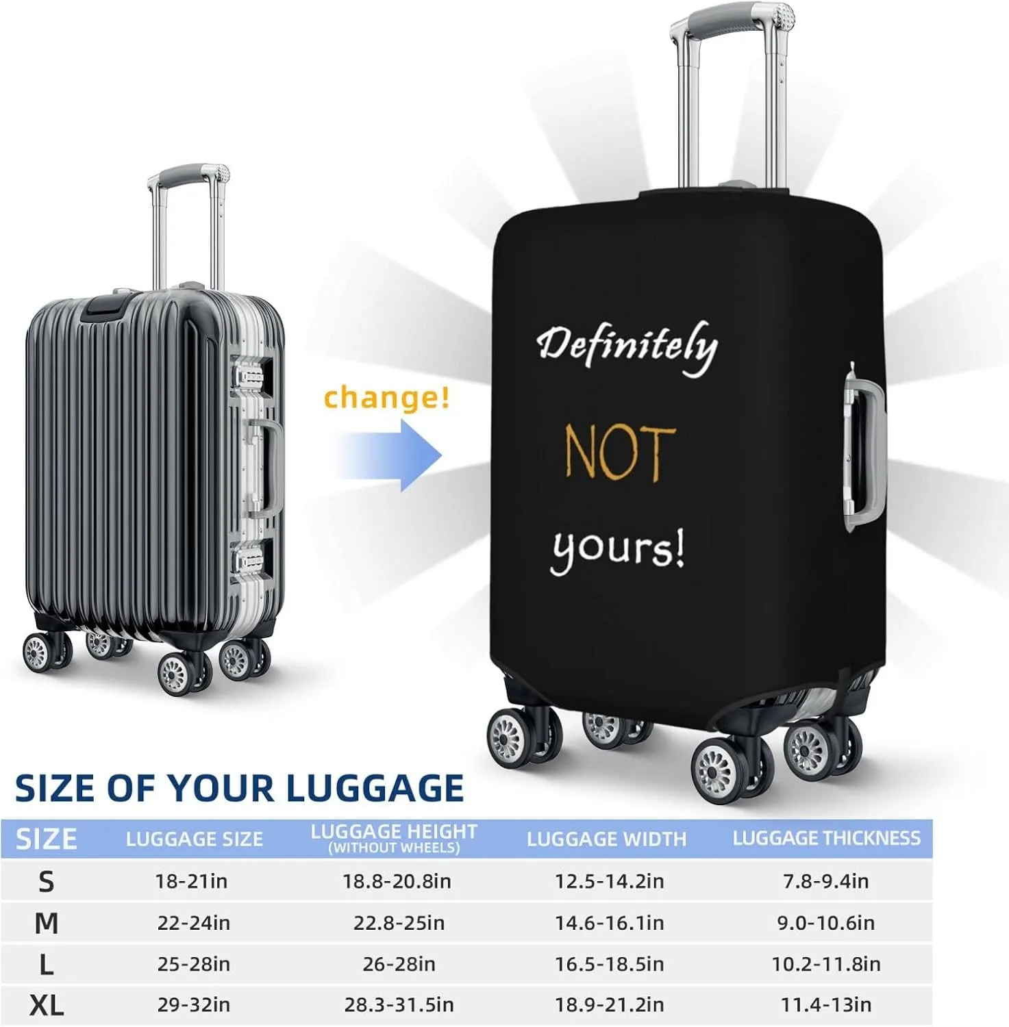 Definitely Not Yours Travel Luggage Cover Fits 18-32 Inch Luggage, Elastic Suitcase Cover Protector with Concealed Zipper for Wheeled Suitcase Tsa Approved