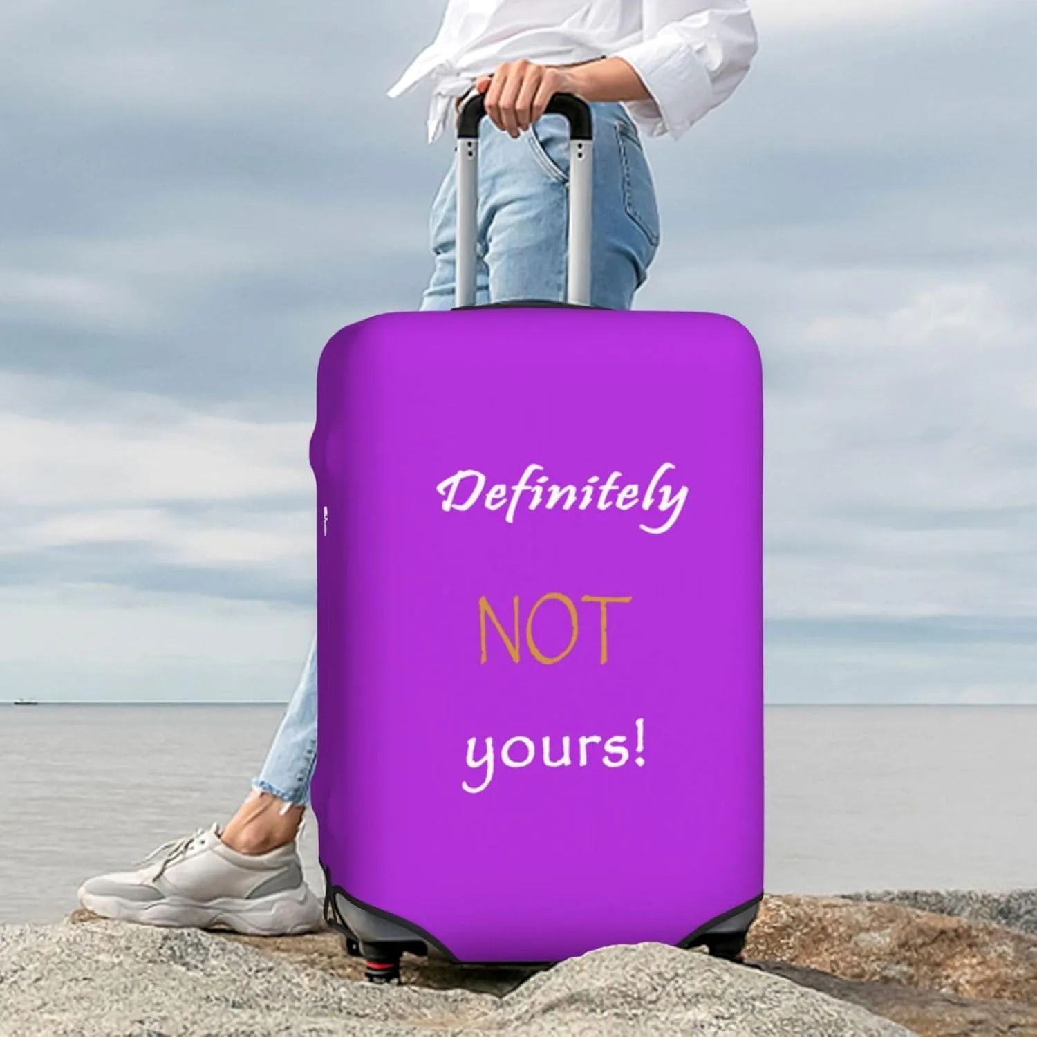 Definitely Not Yours Travel Luggage Cover Fits 18-32 Inch Luggage, Elastic Suitcase Cover Protector with Concealed Zipper for Wheeled Suitcase Tsa Approved