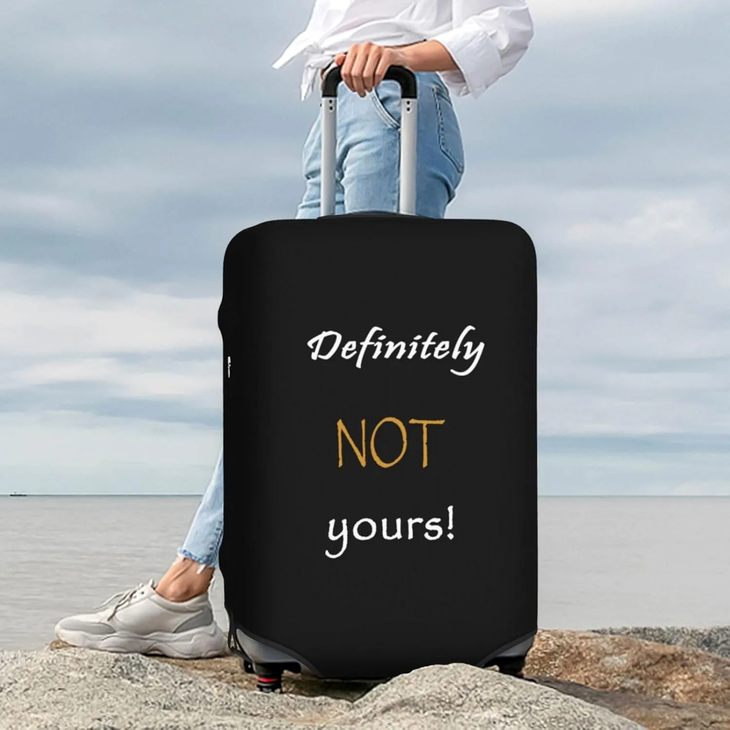 Definitely Not Yours Travel Luggage Cover Fits 18-32 Inch Luggage, Elastic Suitcase Cover Protector with Concealed Zipper for Wheeled Suitcase Tsa Approved