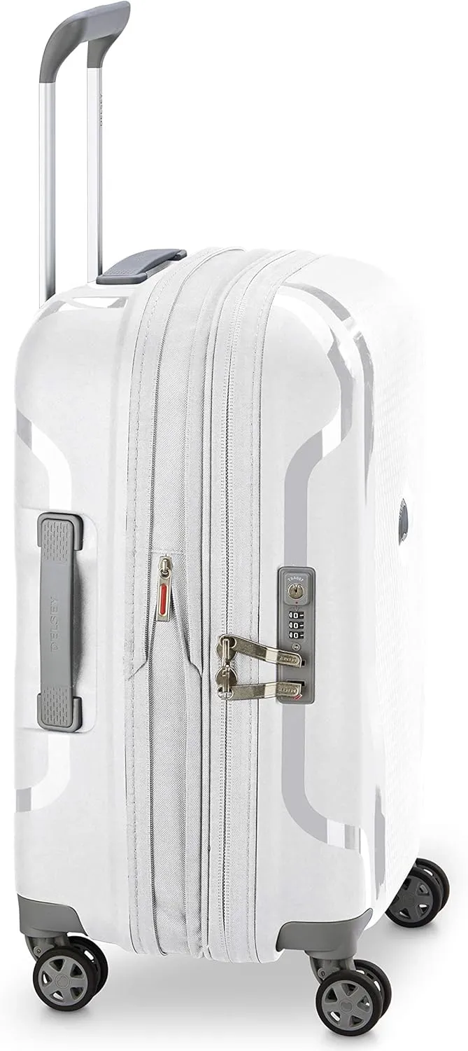 DELSEY PARIS Clavel Hardside Expandable Luggage with Spinner Wheels, White, Carry-On 19 Inch