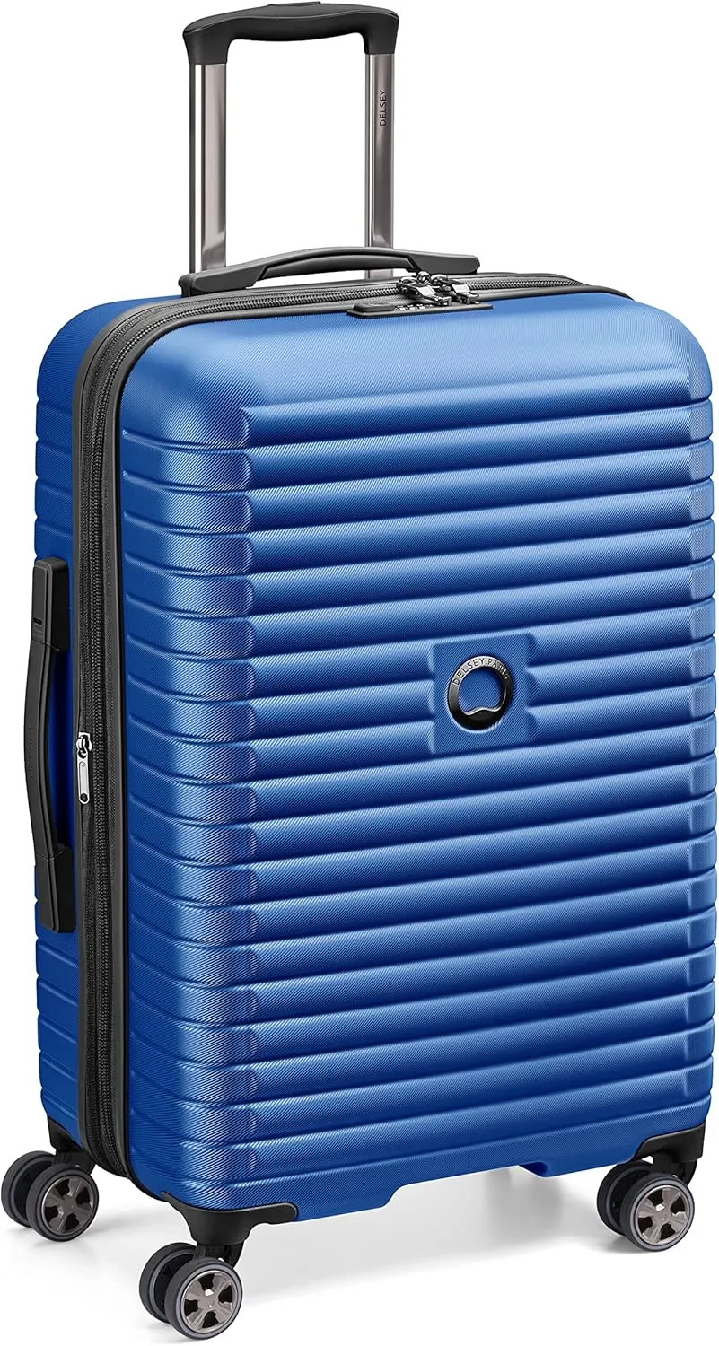 DELSEY PARIS Cruise 3.0 Hardside Expandable Luggage with Spinner Wheels, Blue, Checked-Medium 24 Inch