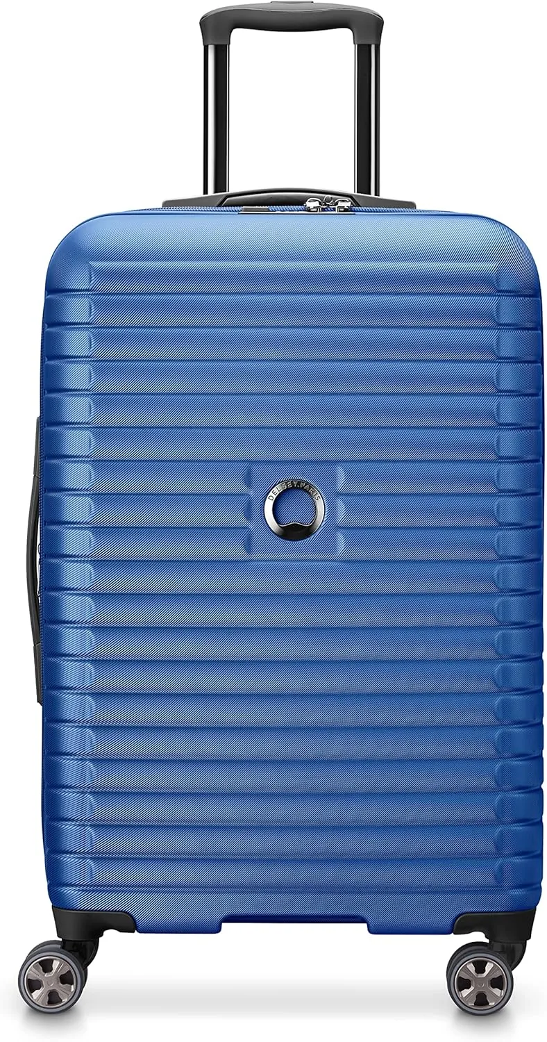 DELSEY PARIS Cruise 3.0 Hardside Expandable Luggage with Spinner Wheels, Blue, Checked-Medium 24 Inch