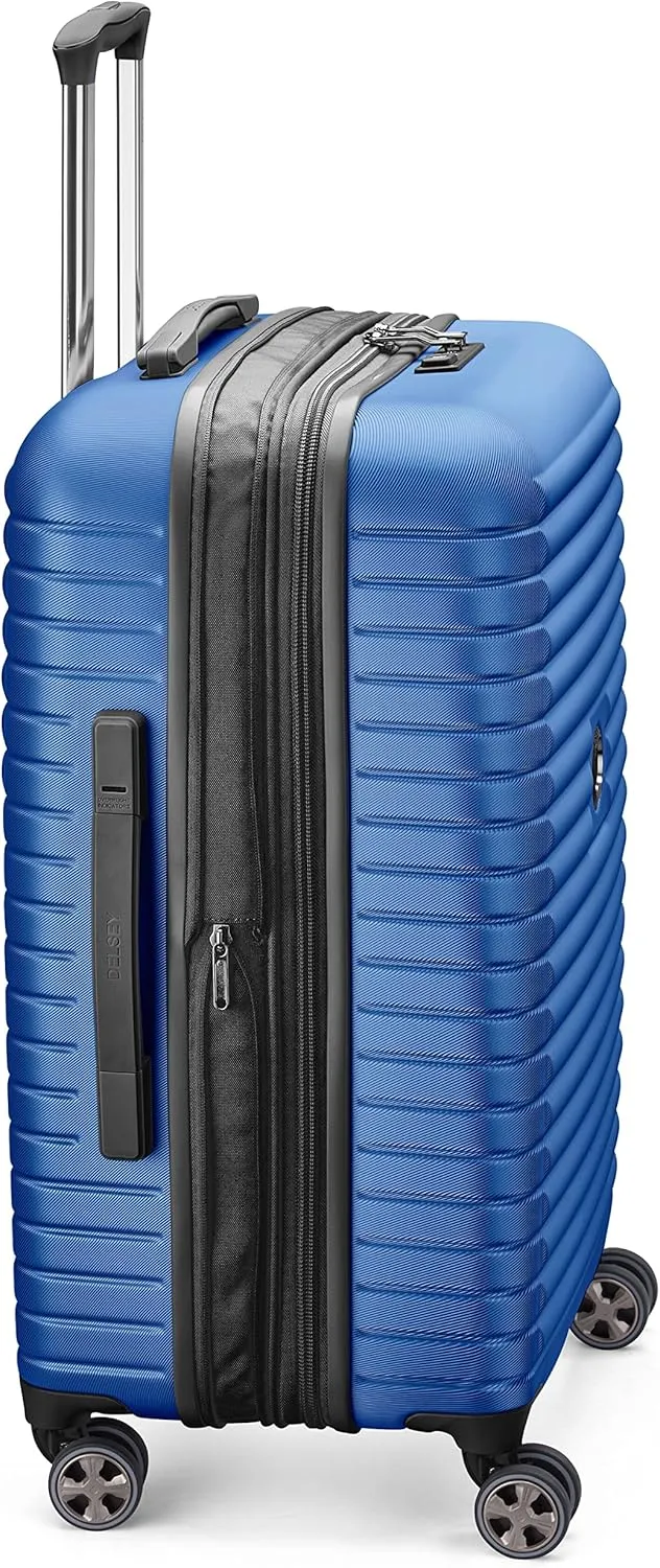 DELSEY PARIS Cruise 3.0 Hardside Expandable Luggage with Spinner Wheels, Blue, Checked-Medium 24 Inch