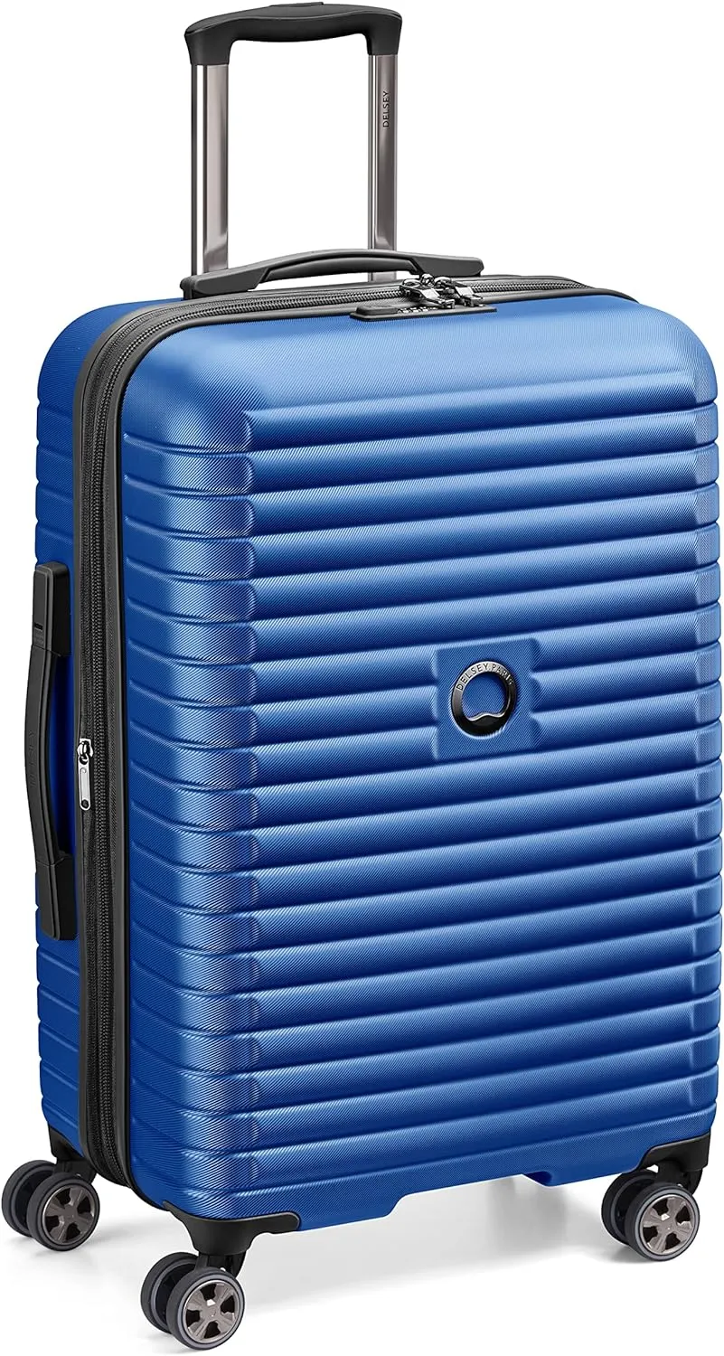 DELSEY PARIS Cruise 3.0 Hardside Expandable Luggage with Spinner Wheels, Blue, Checked-Medium 24 Inch