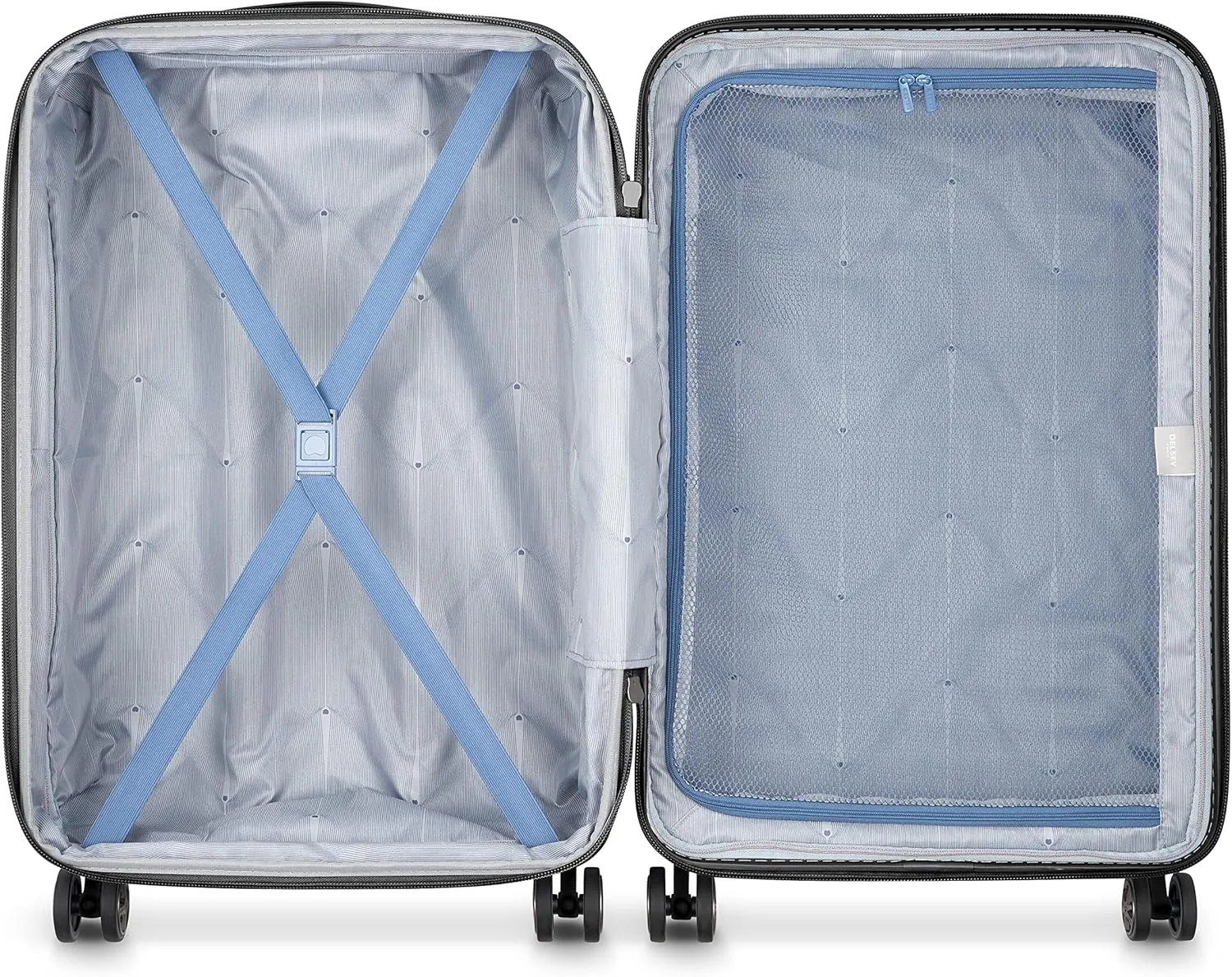 DELSEY PARIS Cruise 3.0 Hardside Expandable Luggage with Spinner Wheels, Blue, Checked-Medium 24 Inch